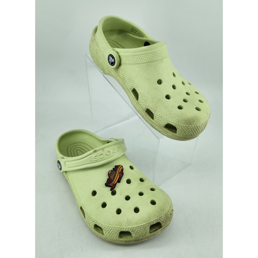 Crocs Classic Clog Women 6 Men 4 Lime Green Sombrero Charm 10001 Slip‎ On Shoes